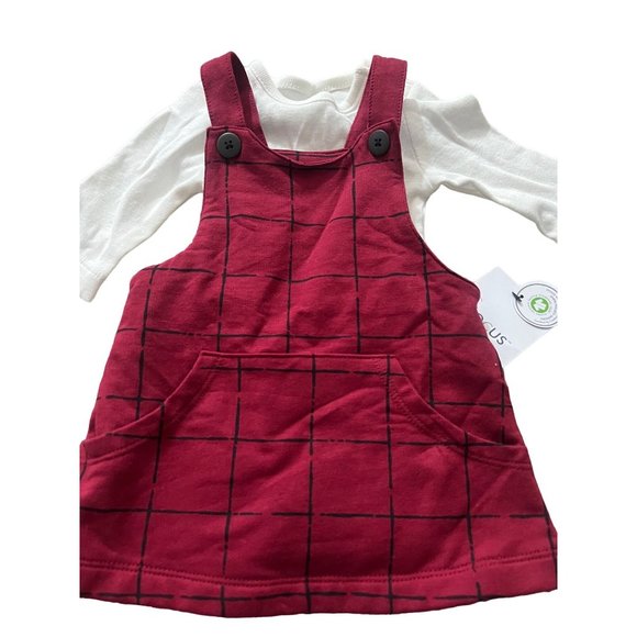 Focus 2 pc set red and white overall style newborn - Picture 2 of 4